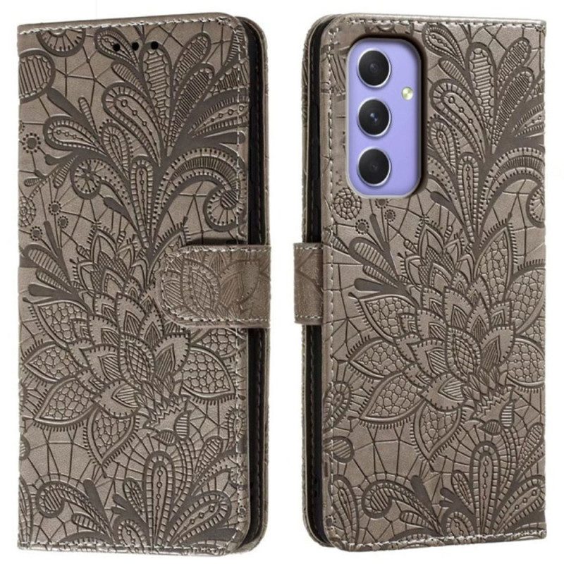 Lederhüllen Samsung Galaxy A16 5g Handyhülle Blumenmuster Und Riemen