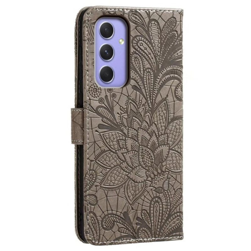 Lederhüllen Samsung Galaxy A16 5g Handyhülle Blumenmuster Und Riemen