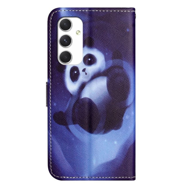 Lederhüllen Samsung Galaxy A16 5g Handyhülle Panda-weltraum