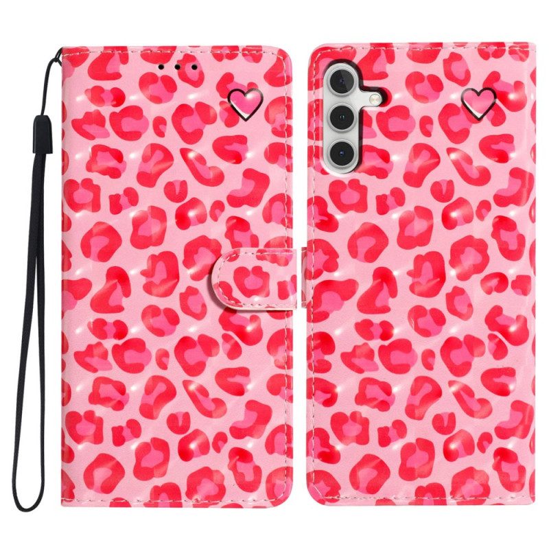 Lederhüllen Samsung Galaxy A16 5g Handyhülle Rosa Leopard