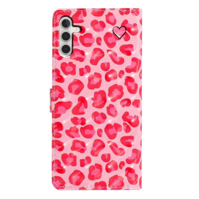 Lederhüllen Samsung Galaxy A16 5g Handyhülle Rosa Leopard