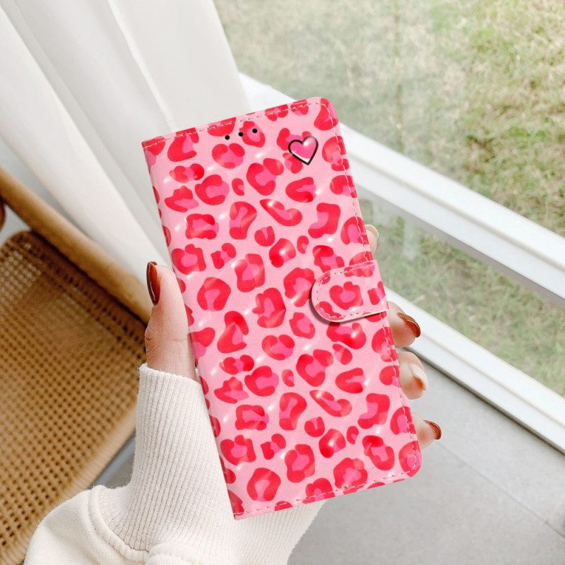 Lederhüllen Samsung Galaxy A16 5g Handyhülle Rosa Leopard