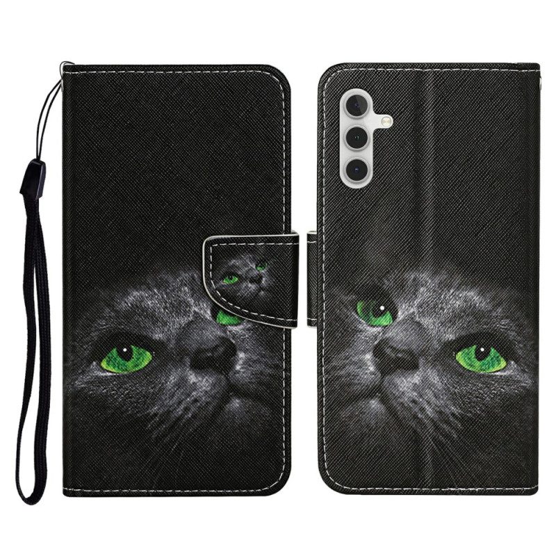 Lederhüllen Samsung Galaxy A16 5g Handyhülle Schwarze Katze