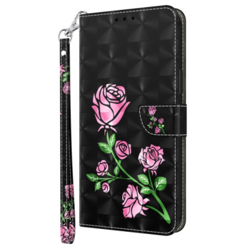 Lederhüllen Samsung Galaxy A16 5g Rosa Blumen Mit Riemen