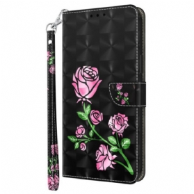 Lederhüllen Samsung Galaxy A16 5g Rosa Blumen Mit Riemen