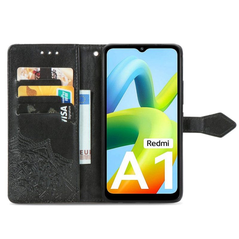 Flip Case Für Xiaomi Redmi A1 Mandala-sonne Mit Schlüsselband