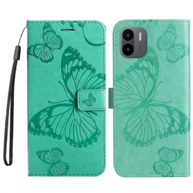 Flip Case Für Xiaomi Redmi A1 Mit Kordel Riesige Riemenschmetterlinge