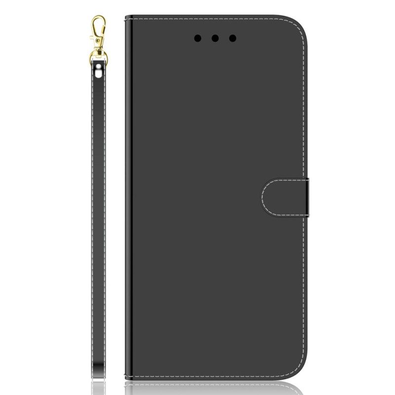 Flip Case Für Xiaomi Redmi A1 Spiegelimitat Aus Leder Mit Riemen