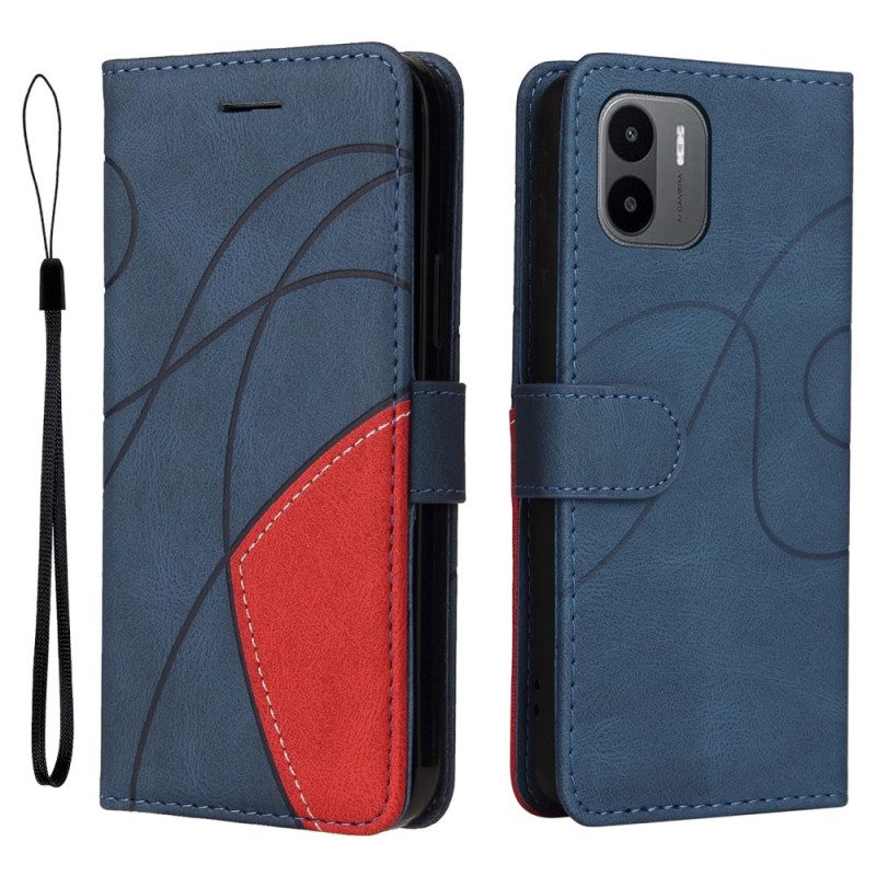 Flip Case Für Xiaomi Redmi A1 Zweifarbiges. Charakteristisches Kunstleder