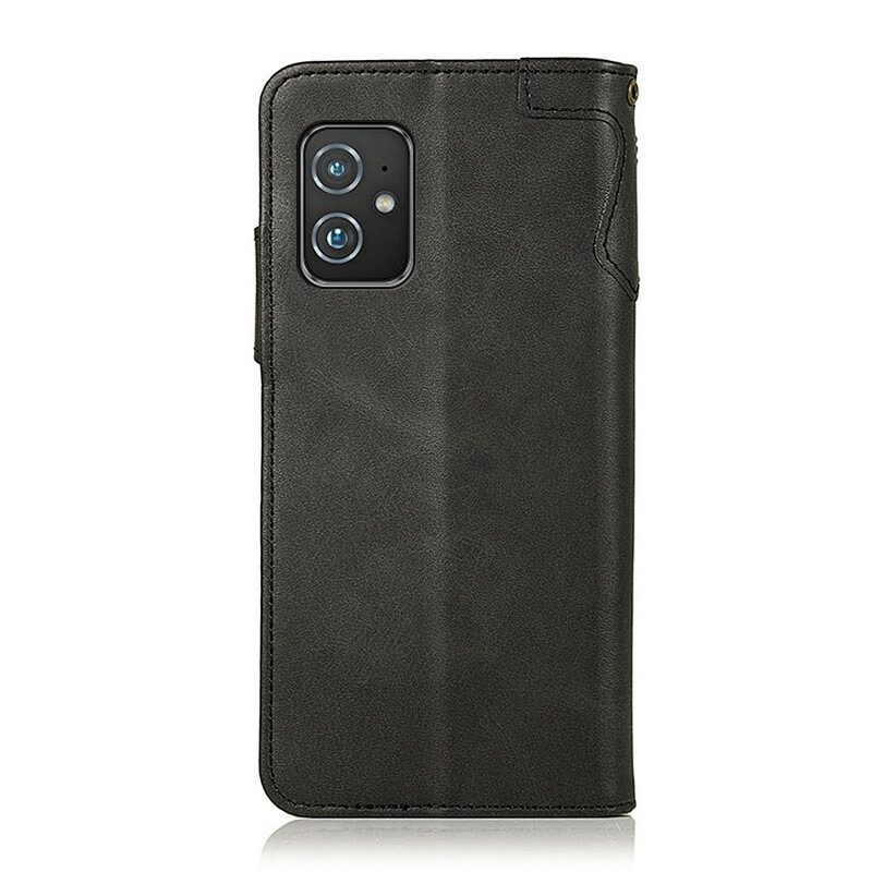 Lederhüllen Für Asus Zenfone 8 Kunstlederknopf Khazneh