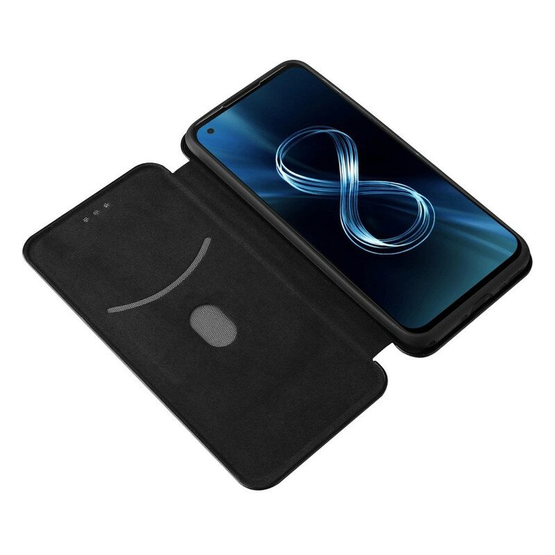 Schutzhülle Für Asus Zenfone 8 Flip Case Kohlefaser Mit Stützring