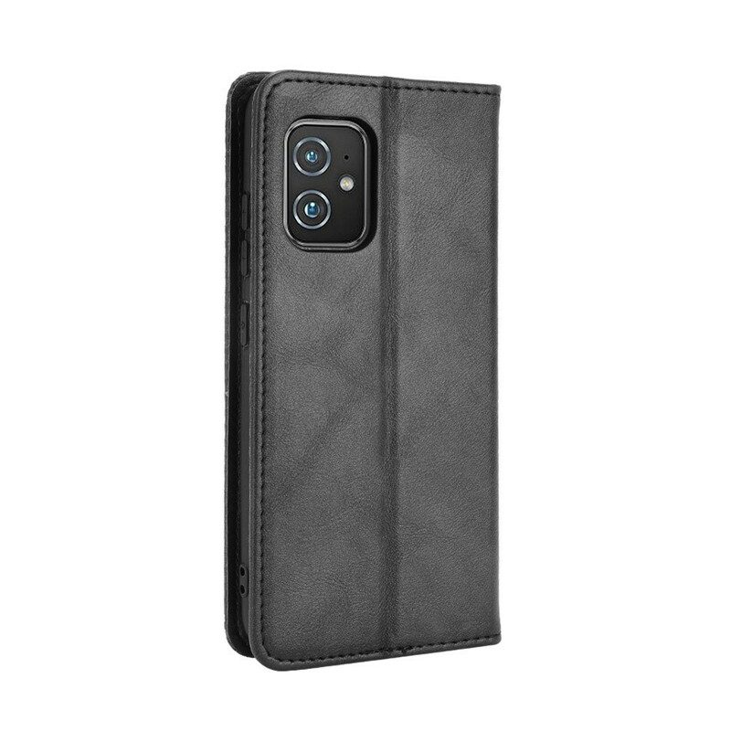 Schutzhülle Für Asus Zenfone 8 Flip Case Stilisierter Vintage-ledereffekt