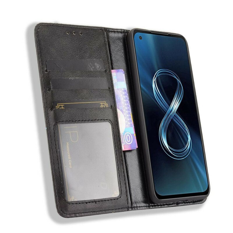 Schutzhülle Für Asus Zenfone 8 Flip Case Stilisierter Vintage-ledereffekt