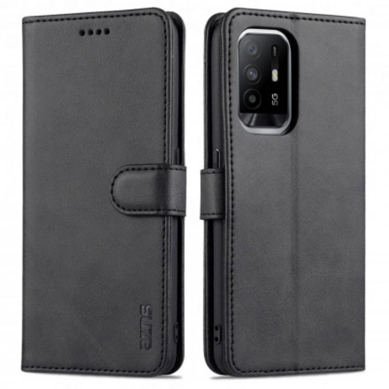 Flip Case Für Oppo A94 5G Azns Ledereffekt