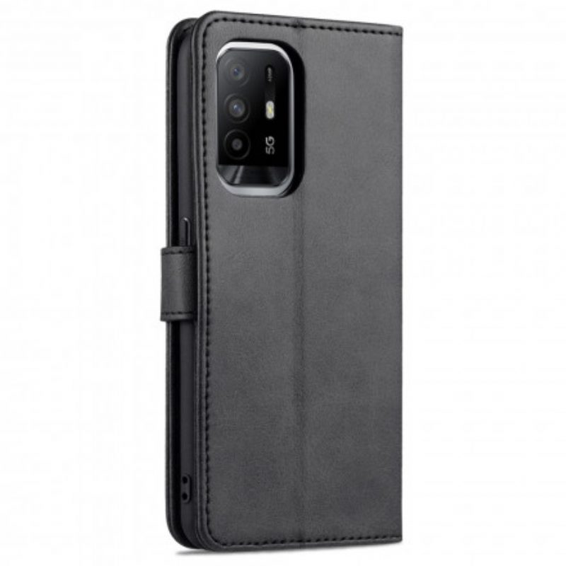 Flip Case Für Oppo A94 5G Azns Ledereffekt