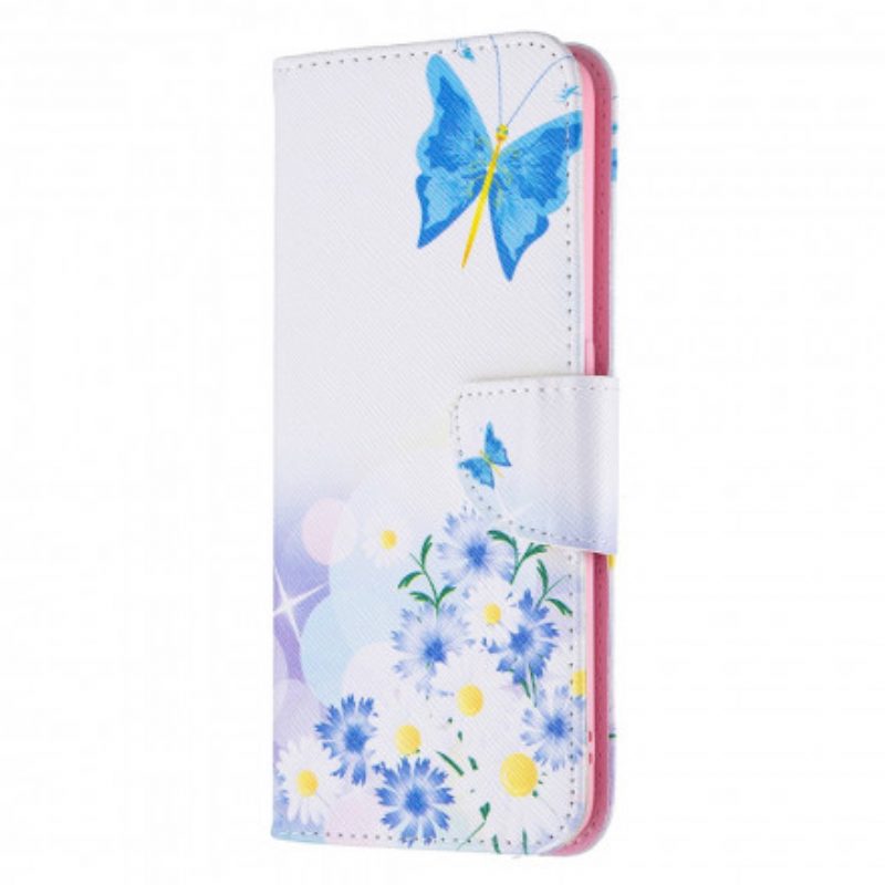 Flip Case Für Oppo A94 5G Bemalte Schmetterlinge Und Blumen