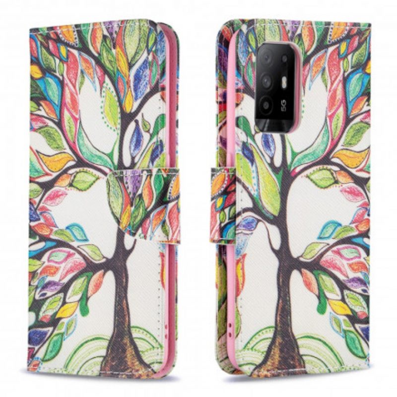 Flip Case Für Oppo A94 5G Bunter Baum