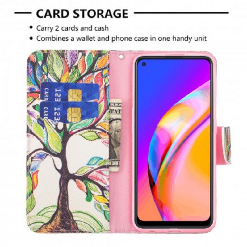 Flip Case Für Oppo A94 5G Bunter Baum