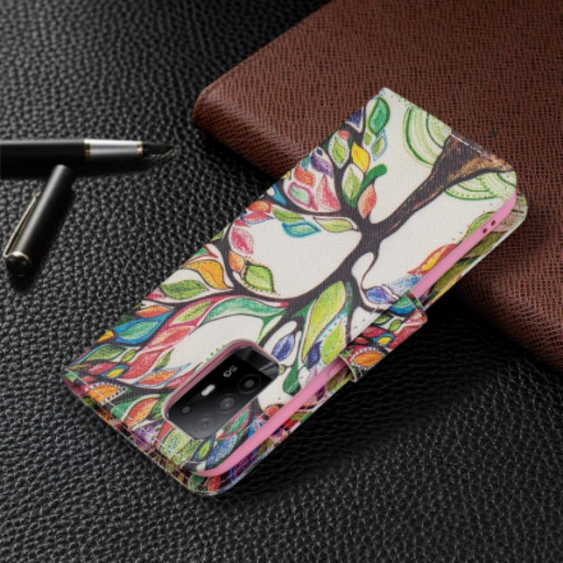 Flip Case Für Oppo A94 5G Bunter Baum