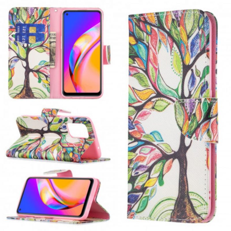 Flip Case Für Oppo A94 5G Bunter Baum