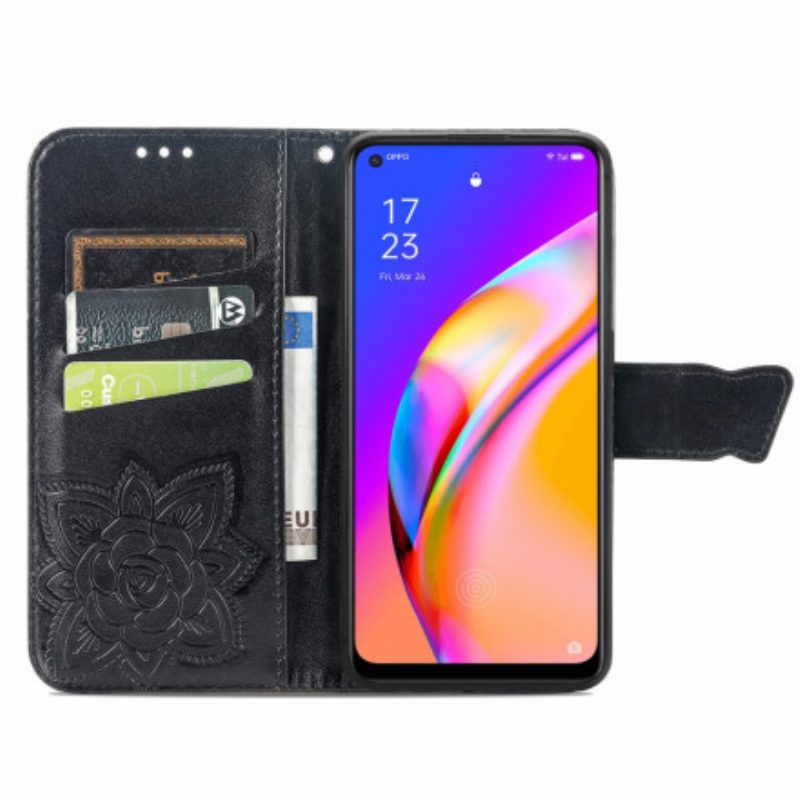 Flip Case Für Oppo A94 5G Halbe Schmetterlinge