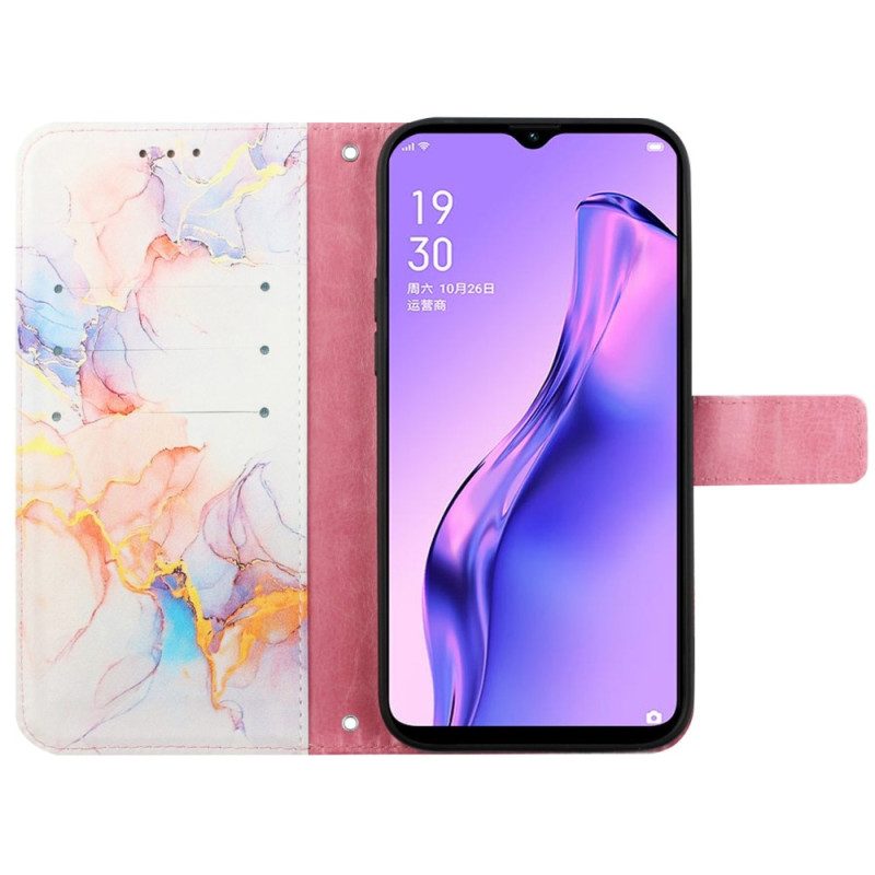 Flip Case Für Oppo A94 5G Marmor Mit Lanyard