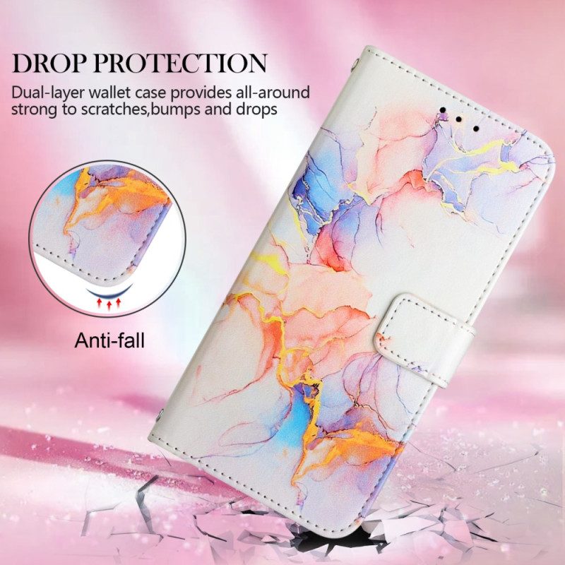 Flip Case Für Oppo A94 5G Marmor Mit Lanyard