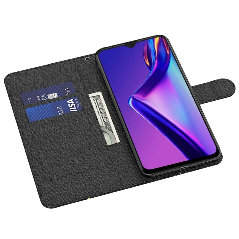 Flip Case Für Oppo A94 5G Schmetterling Mit Schlüsselband