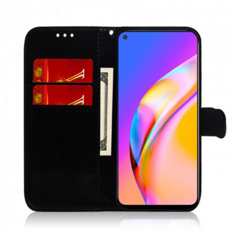 Flip Case Für Oppo A94 5G Spiegelabdeckung Aus Kunstleder