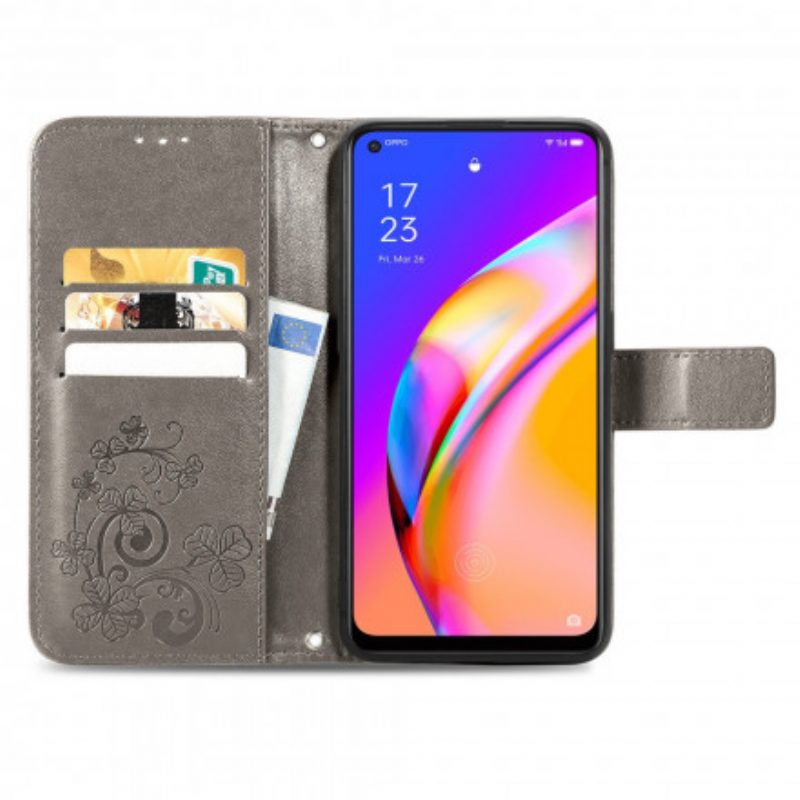 Flip Case Für Oppo A94 5G Vierblättriges Kleeblatt