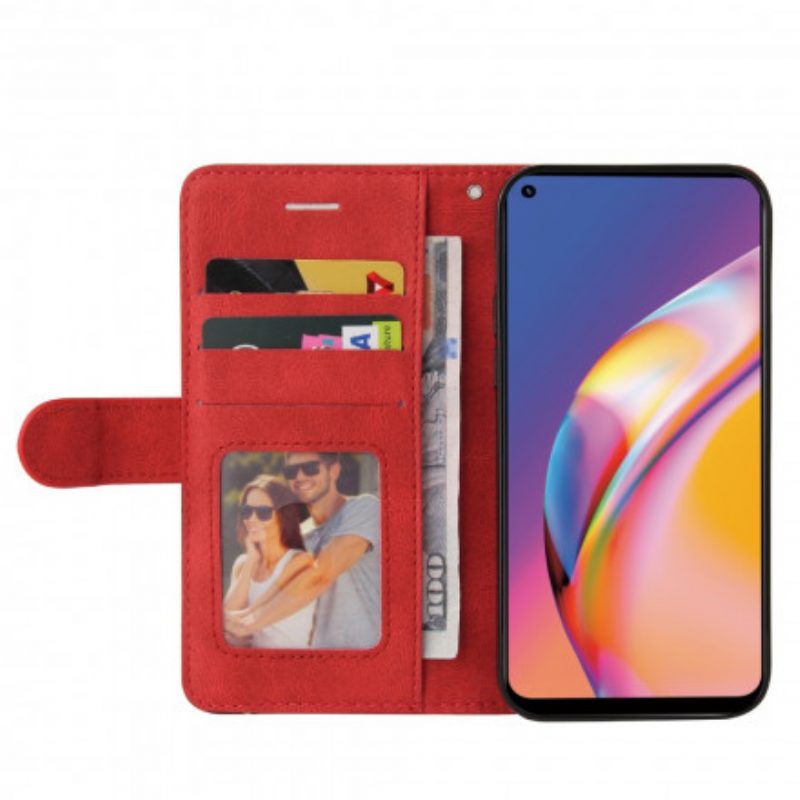 Flip Case Für Oppo A94 5G Zweifarbiges. Charakteristisches Kunstleder