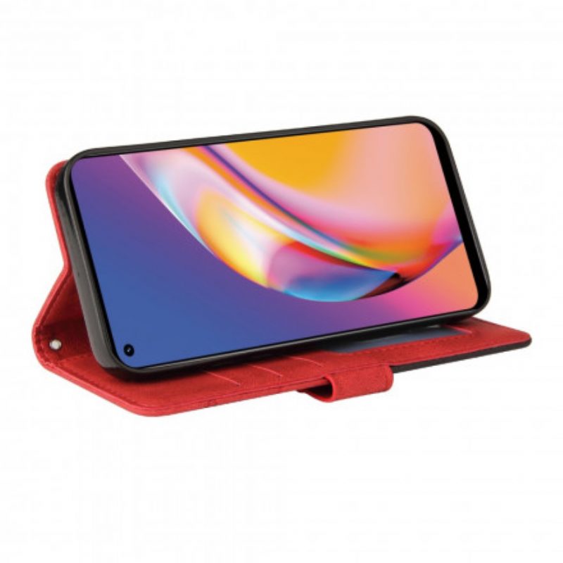 Flip Case Für Oppo A94 5G Zweifarbiges. Charakteristisches Kunstleder