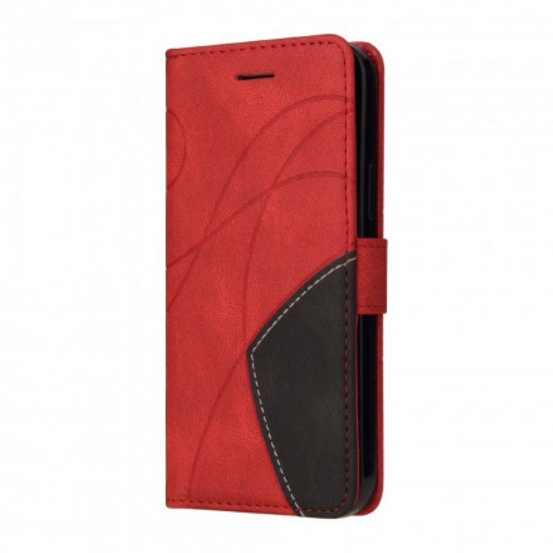 Flip Case Für Oppo A94 5G Zweifarbiges. Charakteristisches Kunstleder