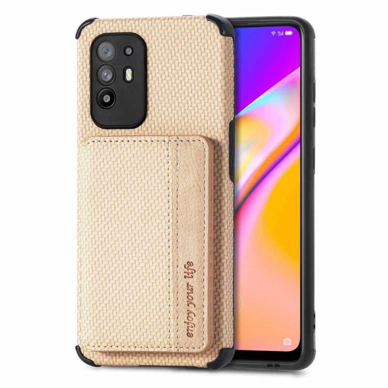 Handyhülle Für Oppo A94 5G Kartenhalter Aus Kohlefaser