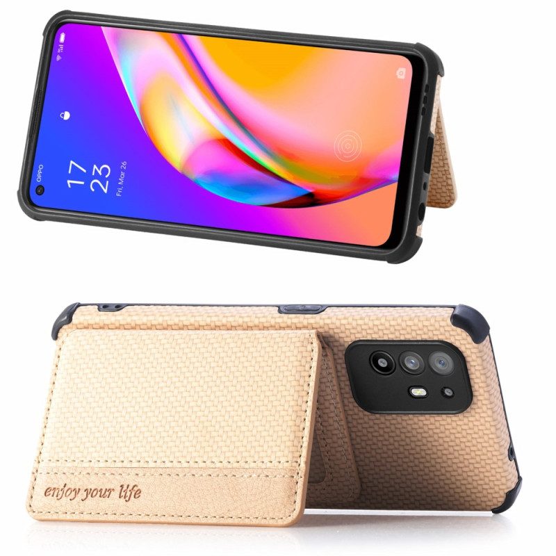 Handyhülle Für Oppo A94 5G Kartenhalter Aus Kohlefaser