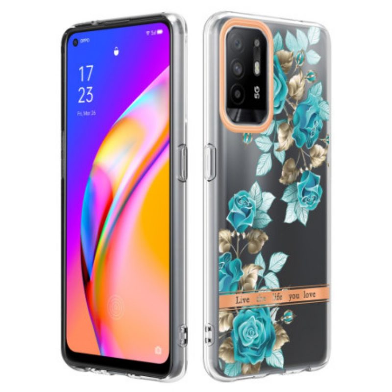 Handyhülle Für Oppo A94 5G Nahtlose Blaue Blumen