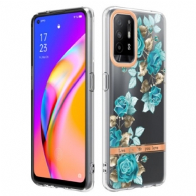 Handyhülle Für Oppo A94 5G Nahtlose Blaue Blumen