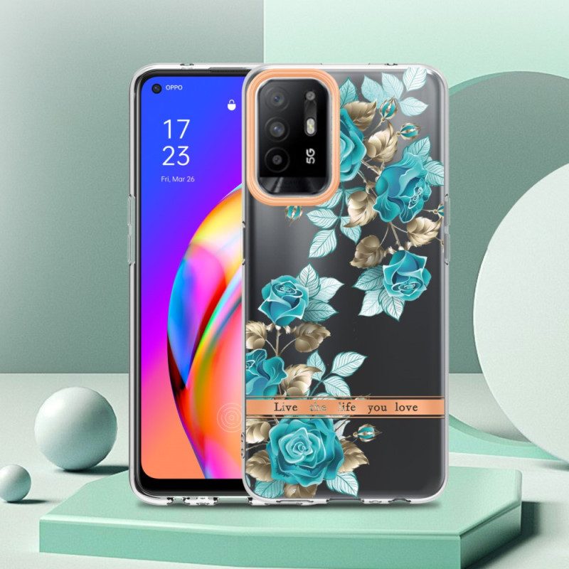 Handyhülle Für Oppo A94 5G Nahtlose Blaue Blumen