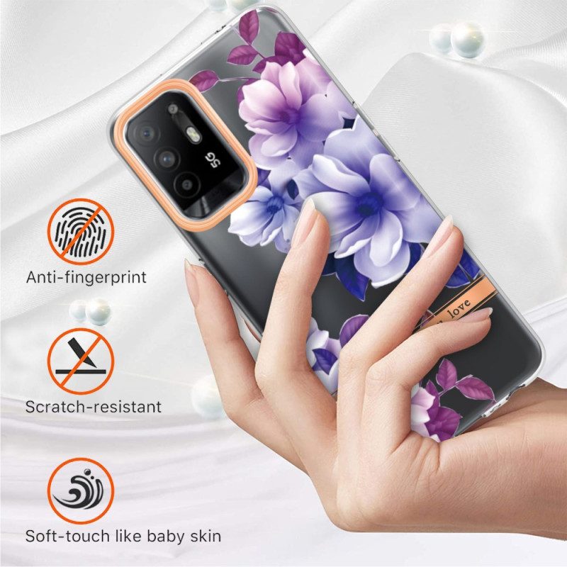 Hülle Für Oppo A94 5G Violette Blumen