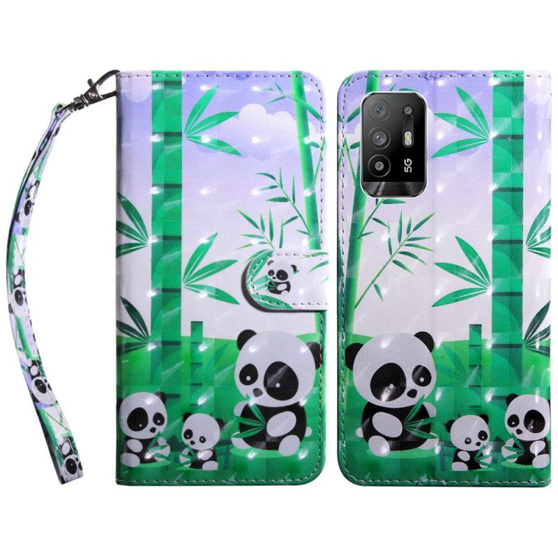 Lederhüllen Für Oppo A94 5G Panda Mit Schlüsselband