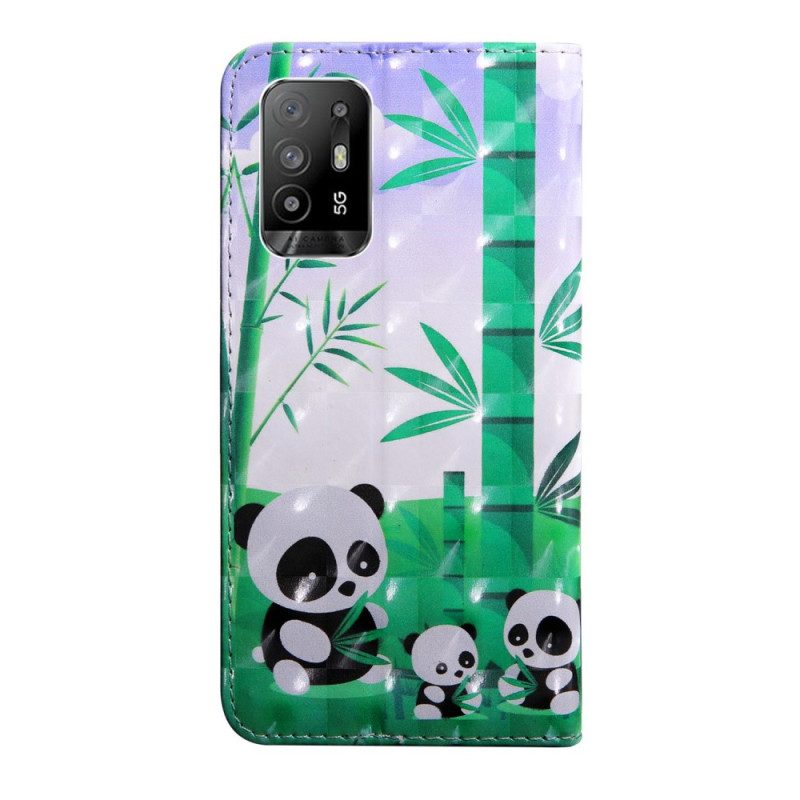 Lederhüllen Für Oppo A94 5G Panda Mit Schlüsselband