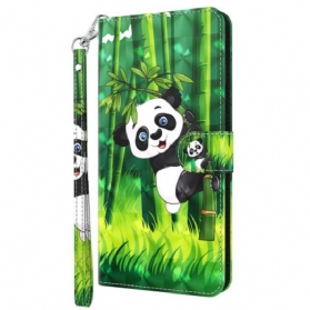 Lederhüllen Für Oppo A94 5G Panda Mit Schlüsselband