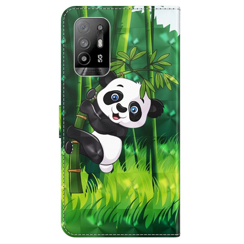 Lederhüllen Für Oppo A94 5G Panda Mit Schlüsselband