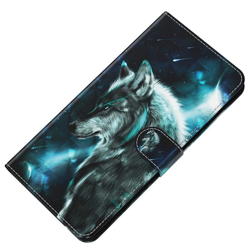 Lederhüllen Für Oppo A94 5G Wolf Mit Schlüsselband