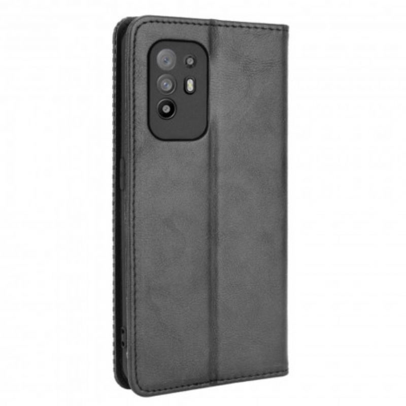 Schutzhülle Für Oppo A94 5G Flip Case Stilisierter Vintage-ledereffekt