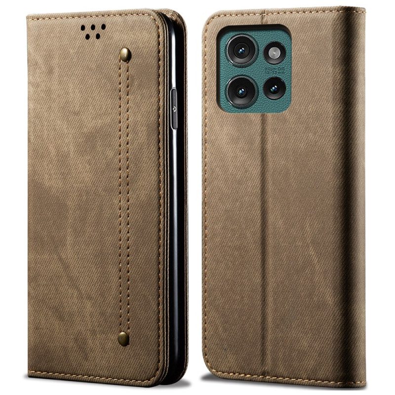 Flip Case Motorola Edge 50 Neo Handyhülle Jeansstoff