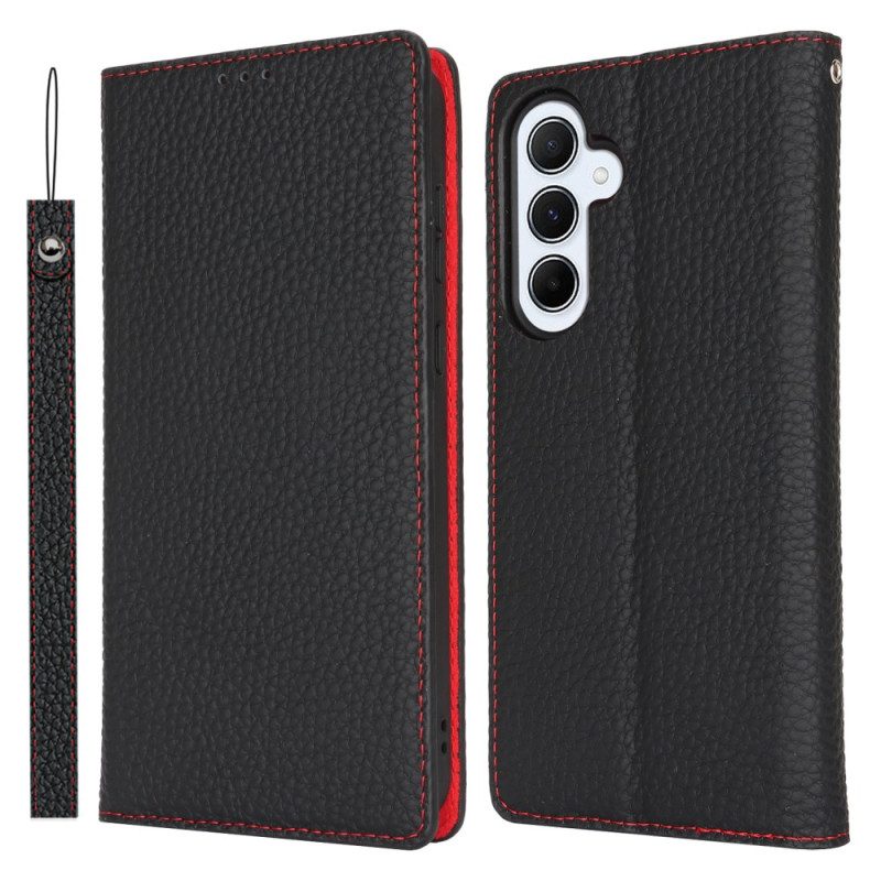 Flip Case Für Samsung Galaxy S24 Fe Leder Mit Litschi-struktur