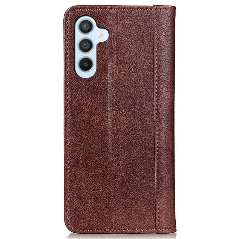 Flip Case Für Samsung Galaxy S24 Fe Spaltleder Mit Litschi-struktur