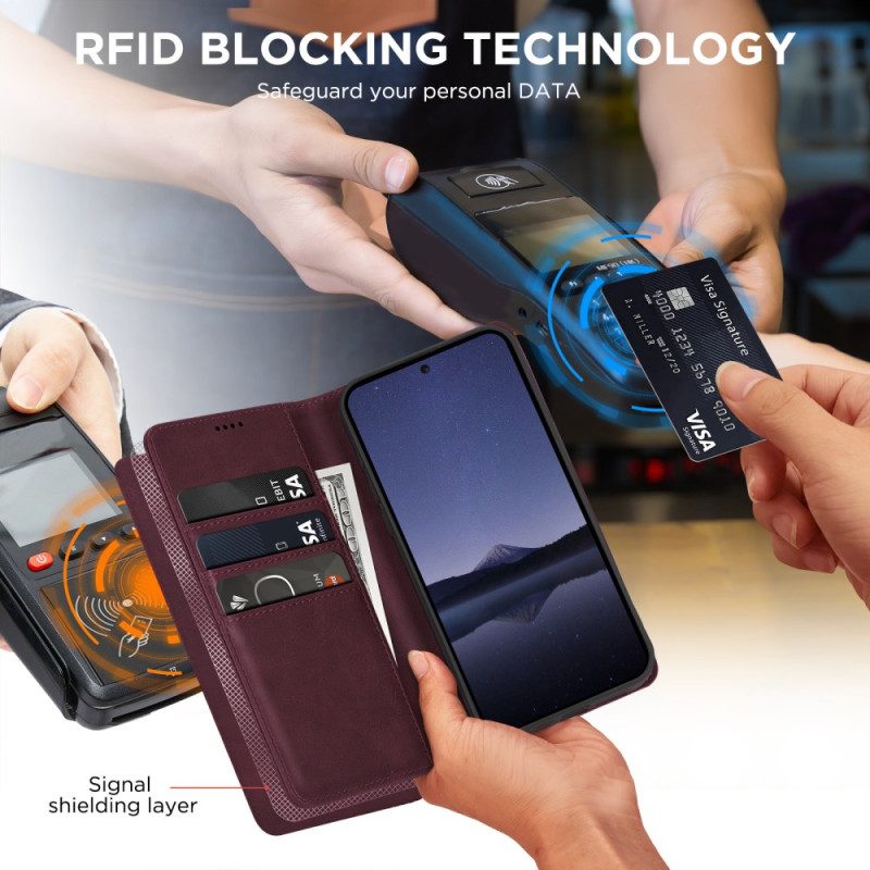 Flip Case Samsung Galaxy S24 Fe Rfid-schutz Im Lederstil