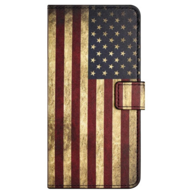 Lederhüllen Samsung Galaxy S24 Fe Handyhülle Amerikanische Flagge Im Vintage-stil